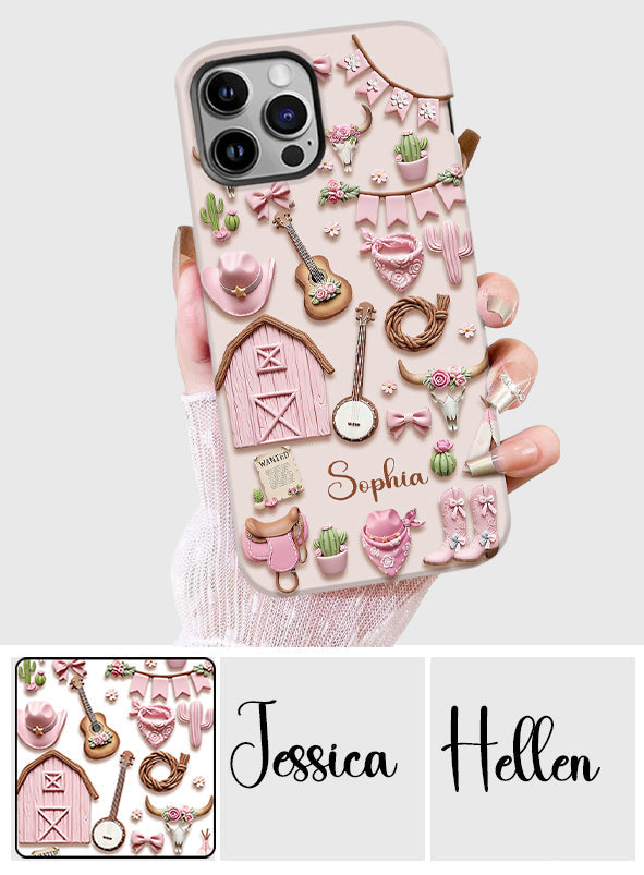 Pink Cowgirl - Personalized Cowgirl Full Print Phone Case