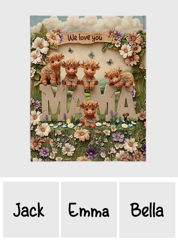 Couverture personnalisée « Maman vache des Highlands », grand-mère ou maman - Couverture pour maman