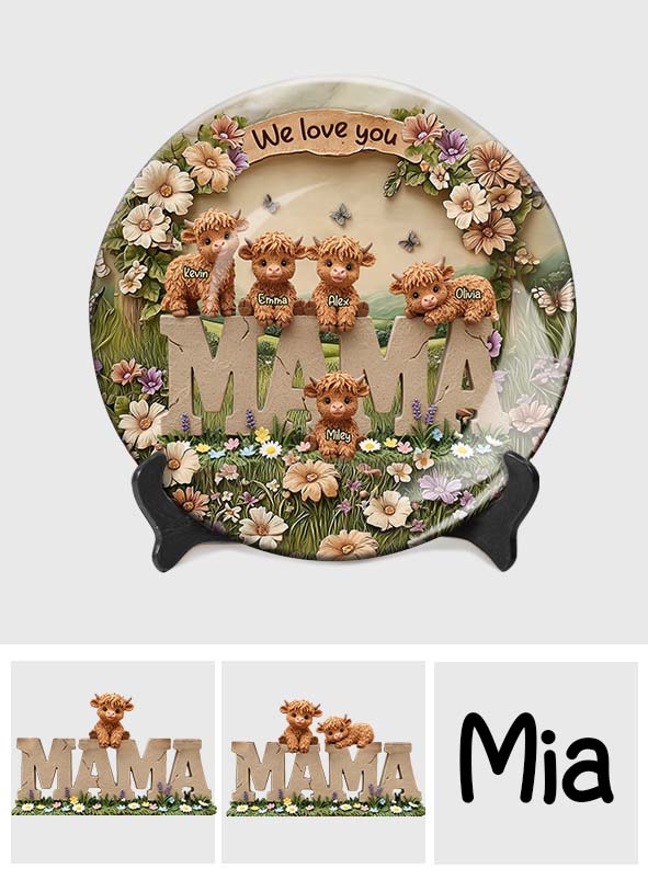 Cute Highland Cow Mama - Personalized Mother Ceramic Round Plate