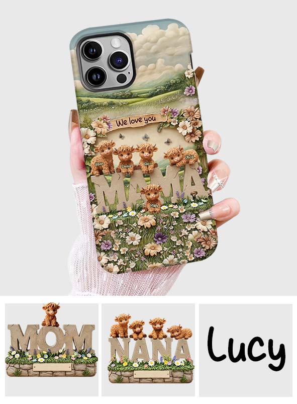 Coque de téléphone personnalisée avec motif vache des Highlands mignonne, maman et grand-mère - Coque de téléphone imprimée intégralement pour maman