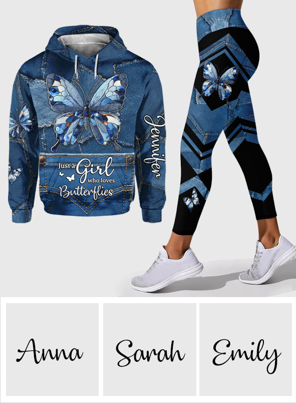Juste une fille qui aime les papillons - Sweat à capuche et legging papillon personnalisés