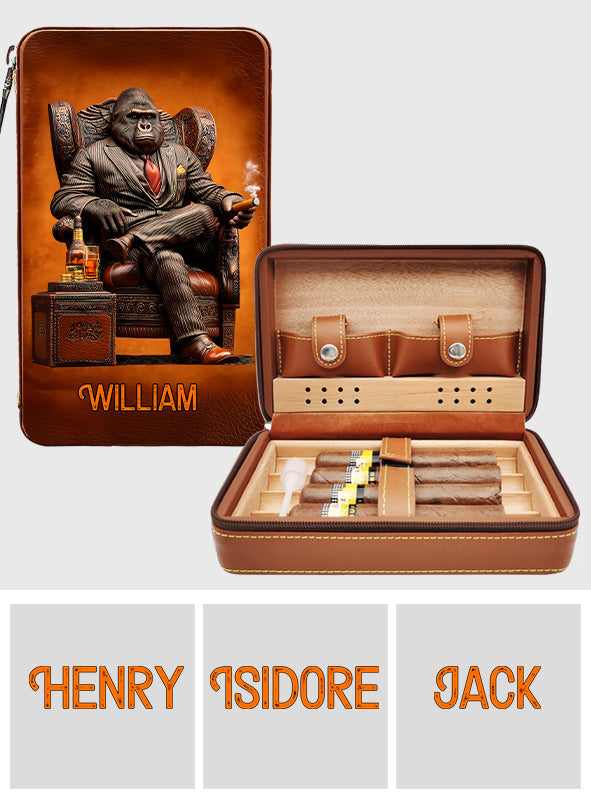 Whiskey & Cigar Gorilla - Étui à cigares de voyage personnalisé pour whisky et cigares
