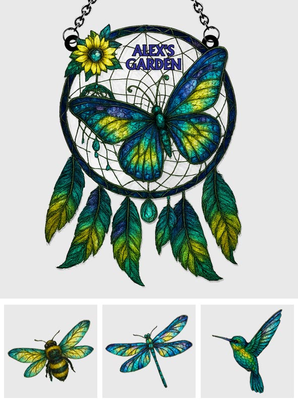 Décoration sur le thème du jardin pour les rêveurs - Attrape-soleil personnalisé à suspendre à la fenêtre.