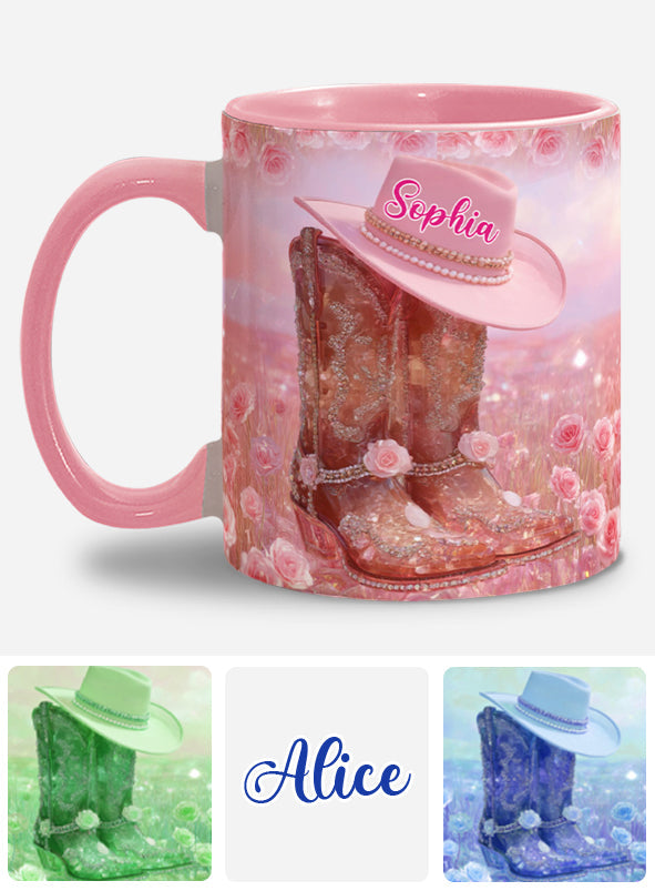 Mug personnalisé « Cowgirl fleurie »