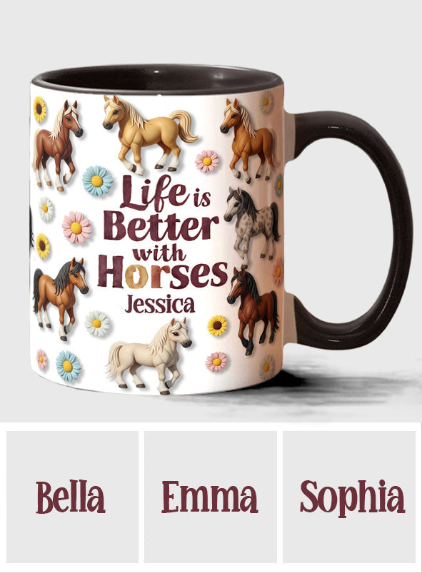 La vie est plus belle avec les chevaux - Mug personnalisé à motif cheval