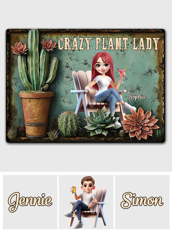 Crazy Plant Lady - Personalized Gardening Rectangle Metal Sign