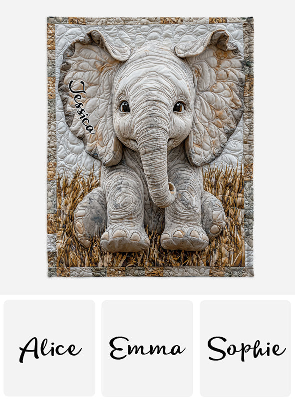 Adorable Elephant - Personalized Elephant Blanket