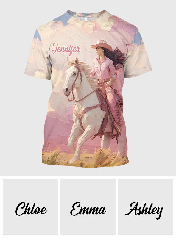 Pink Cowgirl - Personalized Cowgirl All Over Shirt