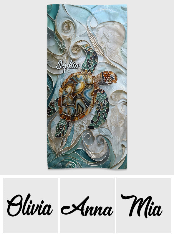 Serviette de plage/de bain personnalisée à séchage rapide avec motif tortue marine