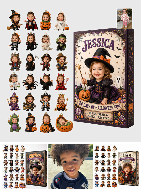 24 Days Of Halloween Fun - Personalized Kid Advent Calendar With Ornaments