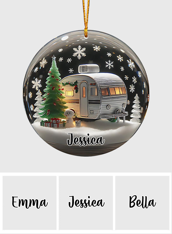 Retro RV Camper Christmas - Personalized Camping Ornament