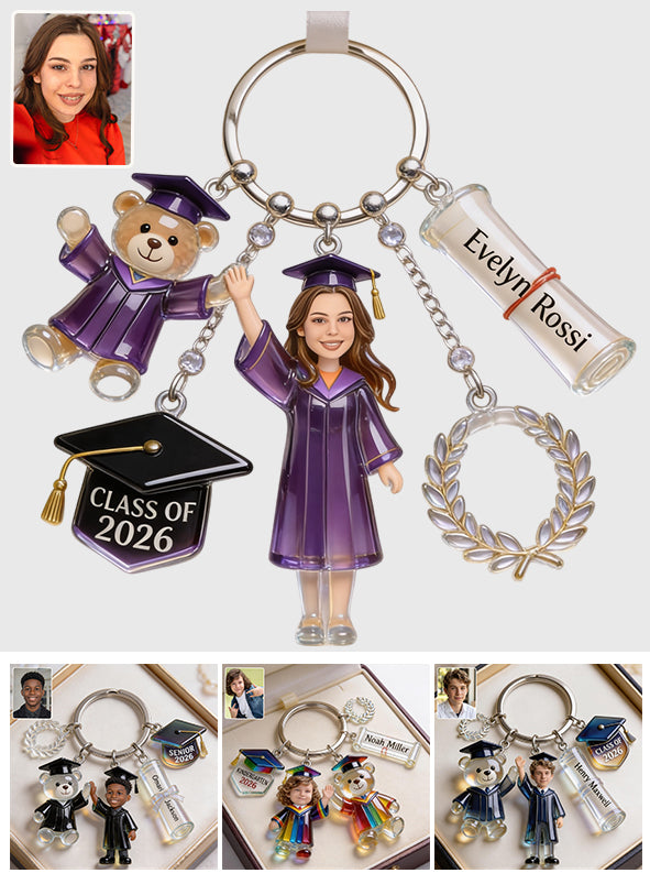 Promotion de la promotion 2026 - Porte-clés de graduation personnalisé avec charms