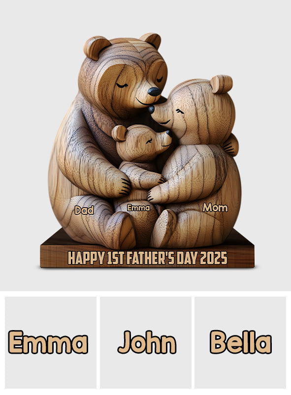 First Father's Day Family Bear - Personalized Father Custom Shaped Acrylic Plaque