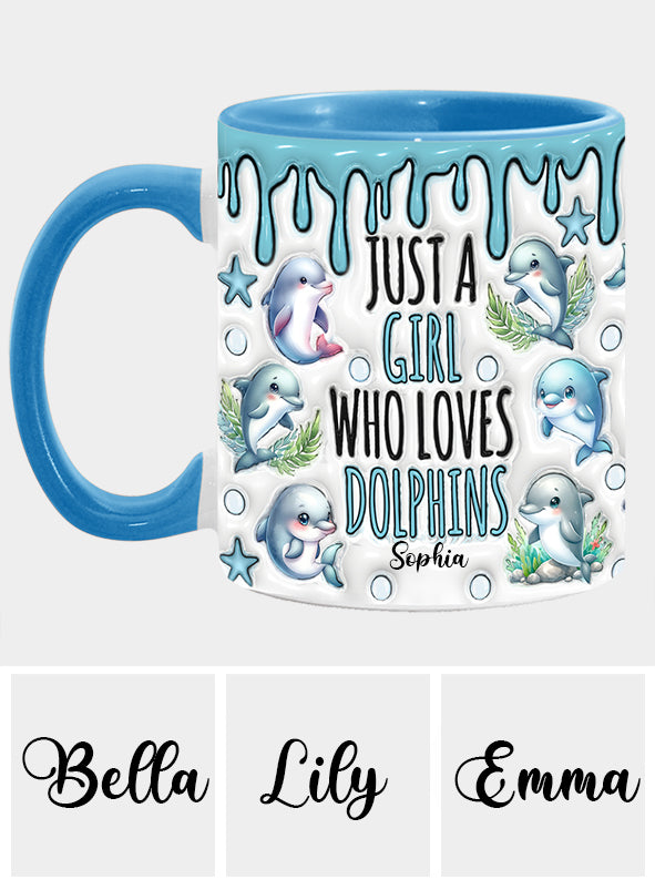 Just A Girl Who Loves Dolphins - Personalized Dolphin Accent Mug