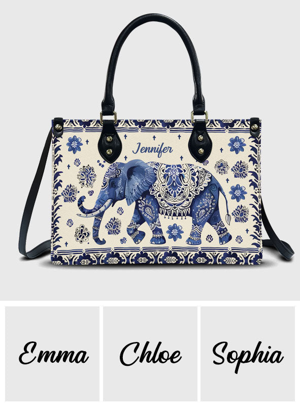 Éléphant Bohème - Sac à main personnalisé en cuir à motif éléphant