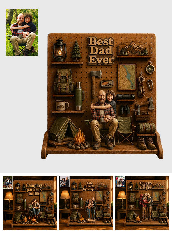 Cadeau pour Amateurs de Camping - Panneau en Bois Personnalisé à 2 Couches