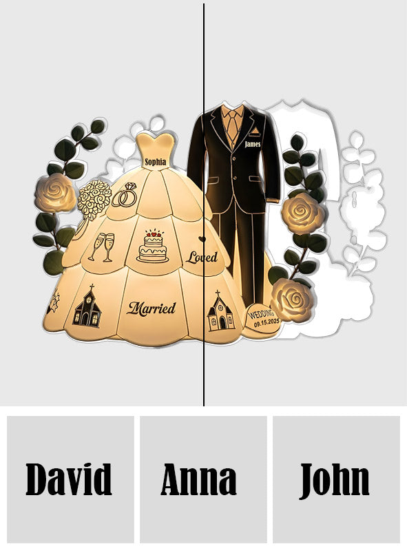 Veilleuse LED acrylique personnalisée pour couple - Joyeux mariage