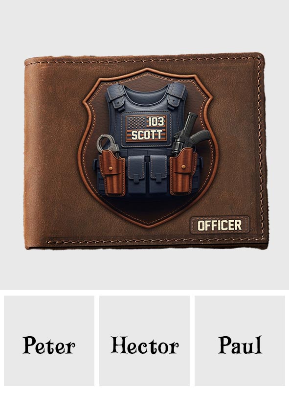 Gilet pare-balles tactique de police - Portefeuille en cuir personnalisé pour policier