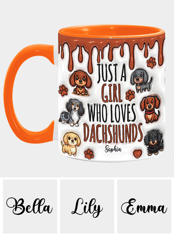 Mug personnalisé « Juste une fille qui adore les teckels »