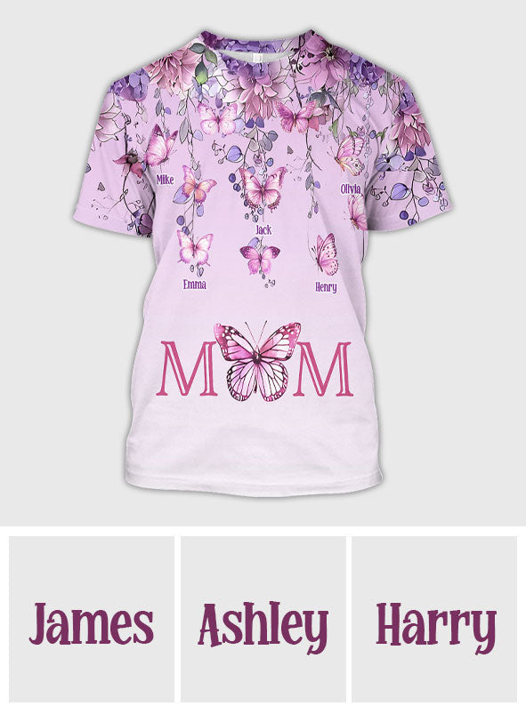 T-shirt personnalisé « Mère et Enfants Papillon » - T-shirt intégral pour maman