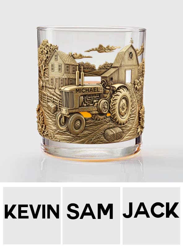 Vie à la campagne - Verre à whisky personnalisé en forme de tracteur