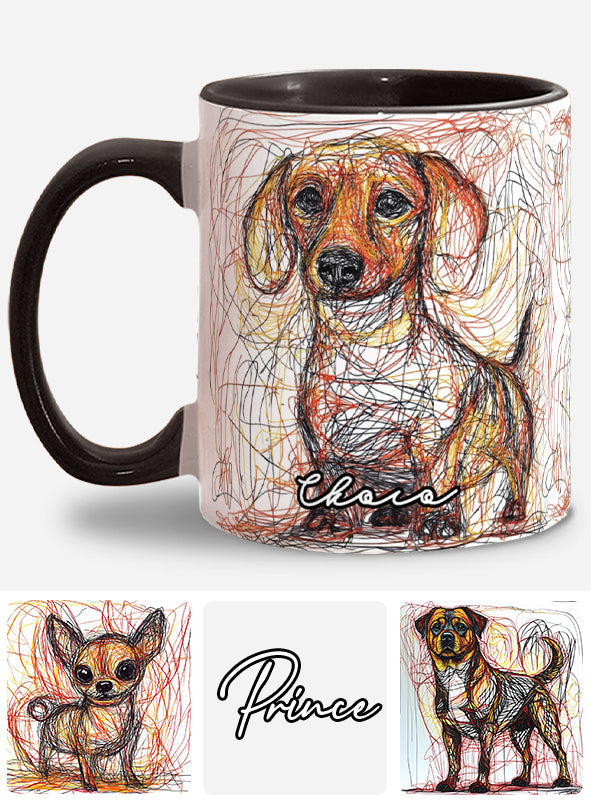 Mug personnalisé avec un magnifique dessin de chien gribouillé