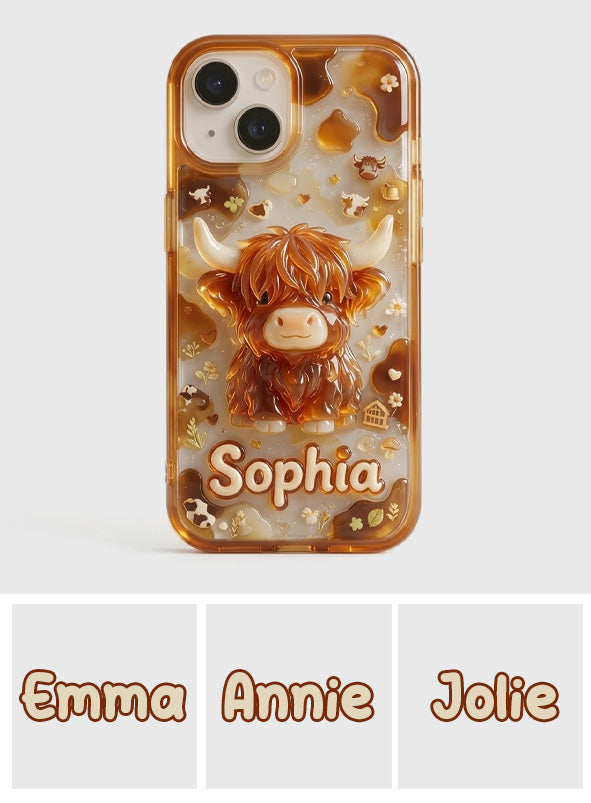 Highland Cow 3D Jelly Effect - Personalized Highland Cow Full Print Phone Case
