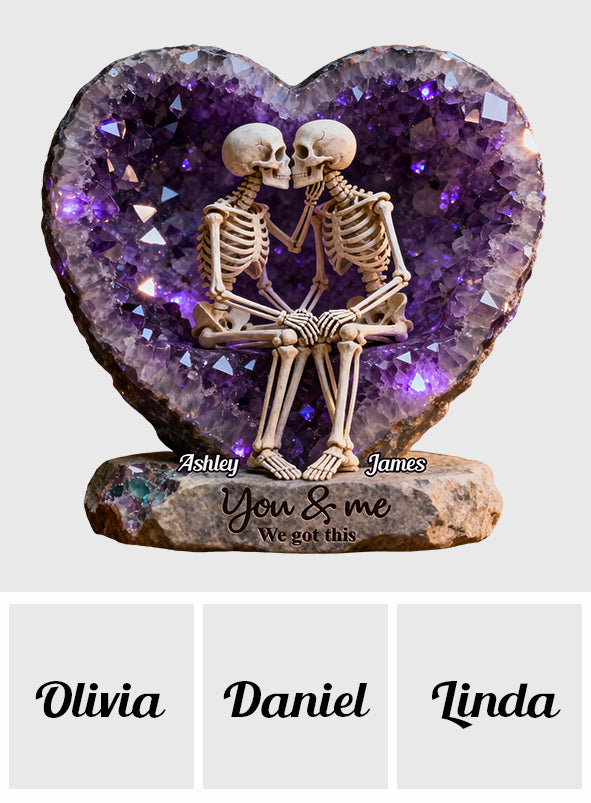 Toi et moi, on gère ! - Plaque acrylique personnalisée en forme de crâne