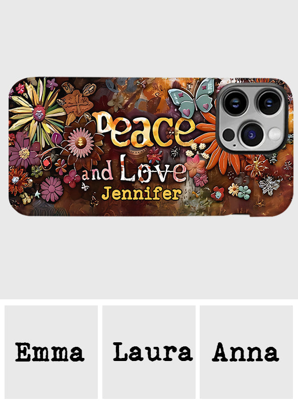 Peace And Love - Personalized Hippie Full Print Phone Case