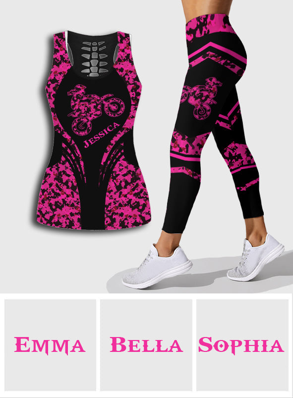 Dirt Girls - Débardeur et legging ajourés personnalisés pour moto cross