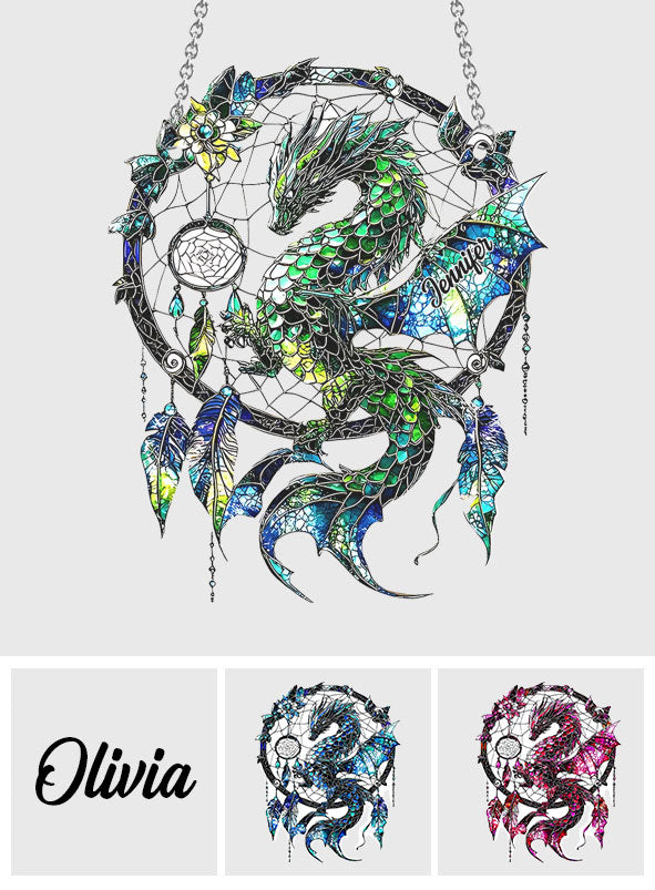 Dragon Mystique - Ornement Attrape-Soleil Personnalisé à Suspendre à la Fenêtre