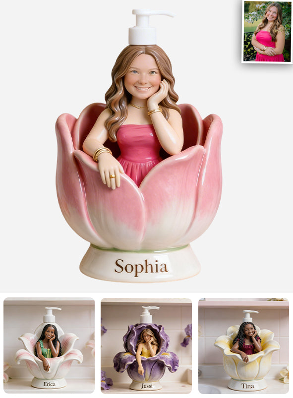 Custom Any Photo Favorite Flower - Personalized Flower Lover Soap Dispenser
