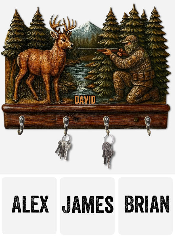 Deer Hunting - Personalized Hunting Custom Shaped Hanging Rack