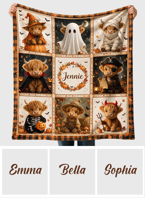 Spooky Highland Cow - Personalized Highland Cow Blanket