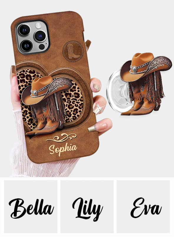 Bottes de cowgirl - Coque de téléphone personnalisée avec motif cowgirl