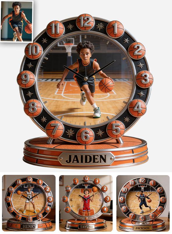 Custom Any Title Love Basketball - Personalized Basketball Desk Clock Plaque