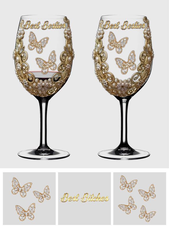 Meilleures amies - Verre à vin personnalisé pour meilleures amies avec longue tige