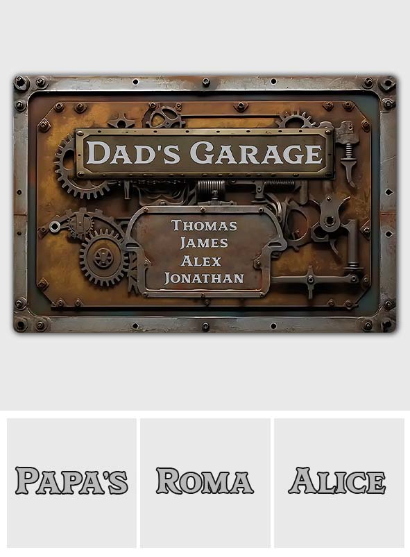 Dad's Garage - Personalized Father Rectangle Metal Sign