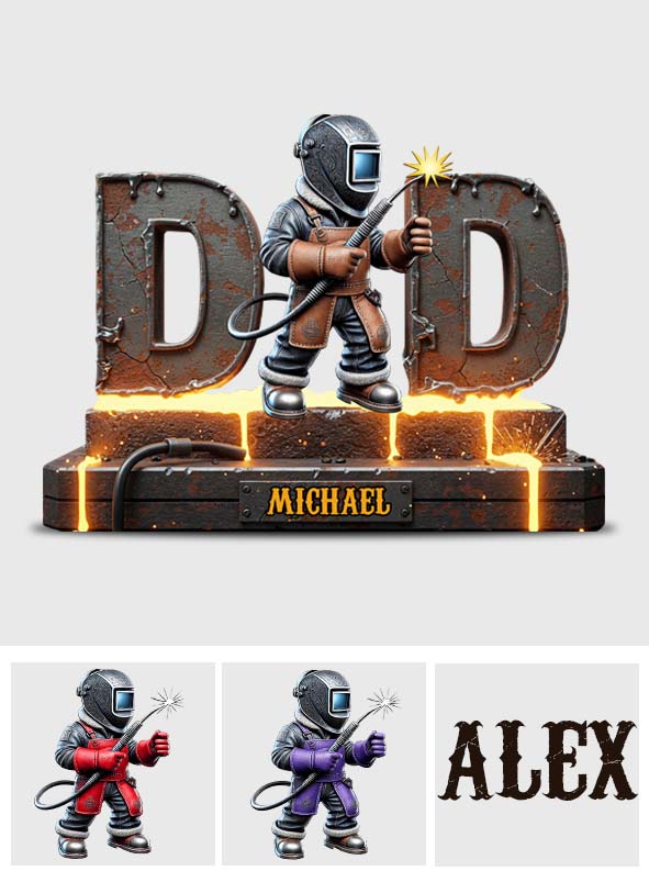 Cadeau pour soudeur, papa, grand-père - Plaque acrylique personnalisée en forme de soudeur