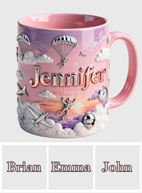 J'adore le parachutisme - Mug et sous-verre personnalisés sur le thème du parachutisme