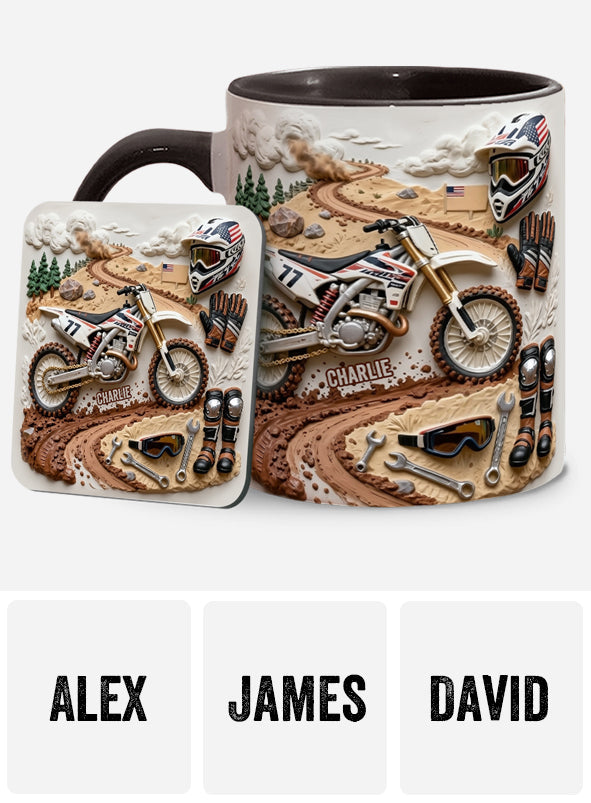 Mug et sous-verre personnalisés « Motocross »