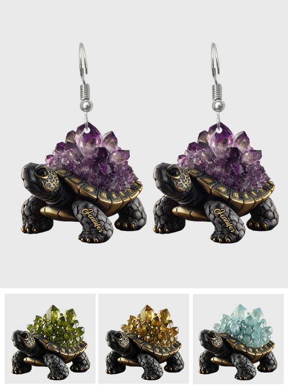 Boucles d'oreilles tortue personnalisées style améthyste/quartz rose/rubis/...