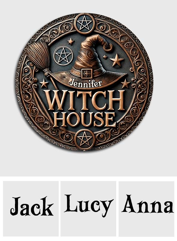 Witch House - Personalized Witch Round Metal Sign