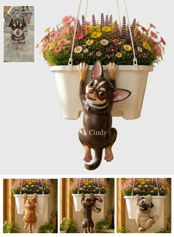 Pot Suspendu Personnalisé Photo Amusante - Pot de Fleurs pour Chien
