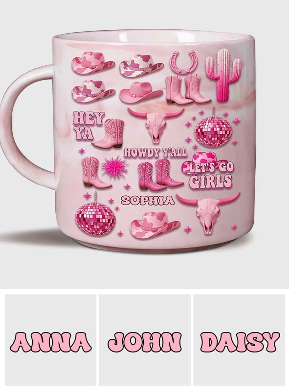 Mug marbré personnalisé « Cowgirl rose »
