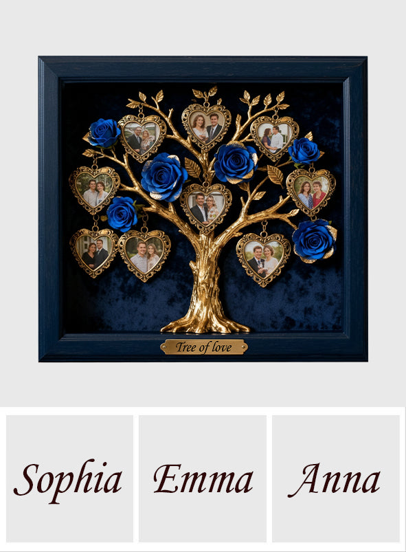 Cadre photo avec rosier pour couple/famille/cadeau pour la fête des mères... - Plaque acrylique personnalisée pour couple.