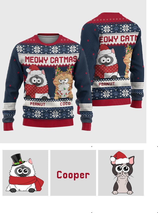 Meowy Catmas - Personalized Cat Ugly Sweater