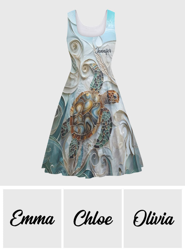 Salty Lil' Beach - Personalized Turtle Sleeveless Dress