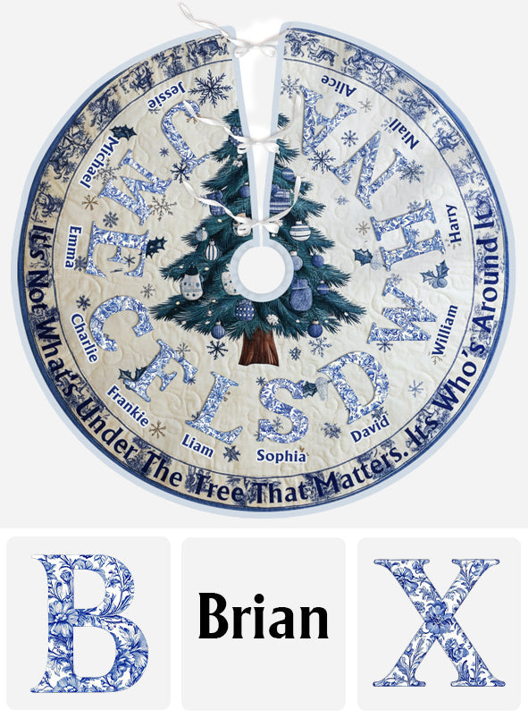 Jupe d'arbre généalogique personnalisée Toile De Jour avec initiales familiales