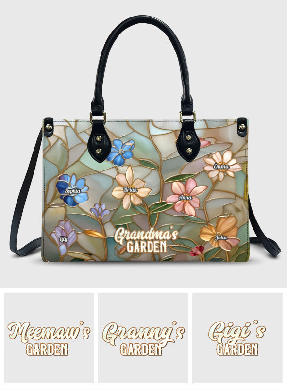 Grandma's Garden - Personalized Grandma Leather Handbag
